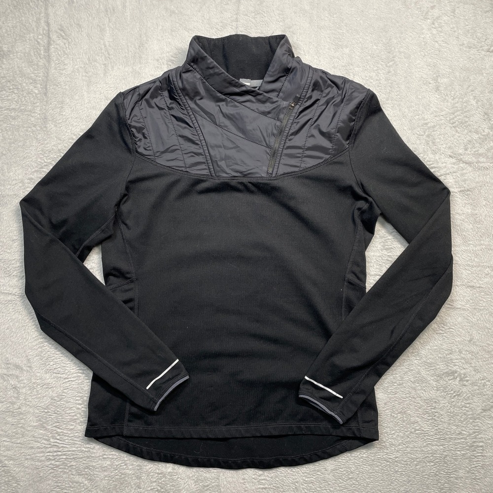 Mountain Hardwear Pullover Women Small Black Hybrid Quilted Asymmetrical Zip Top